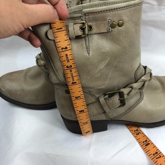 Report Bernsen moto booties boots beige leather 8 - Picture 8 of 10